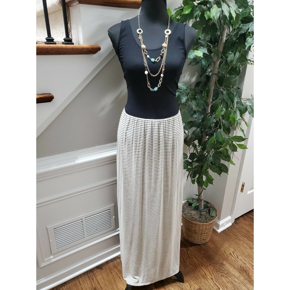 Philosophy Women Black/White Nylon Sleeveless Scoop Neck Long Maxi‎ Dress Size M